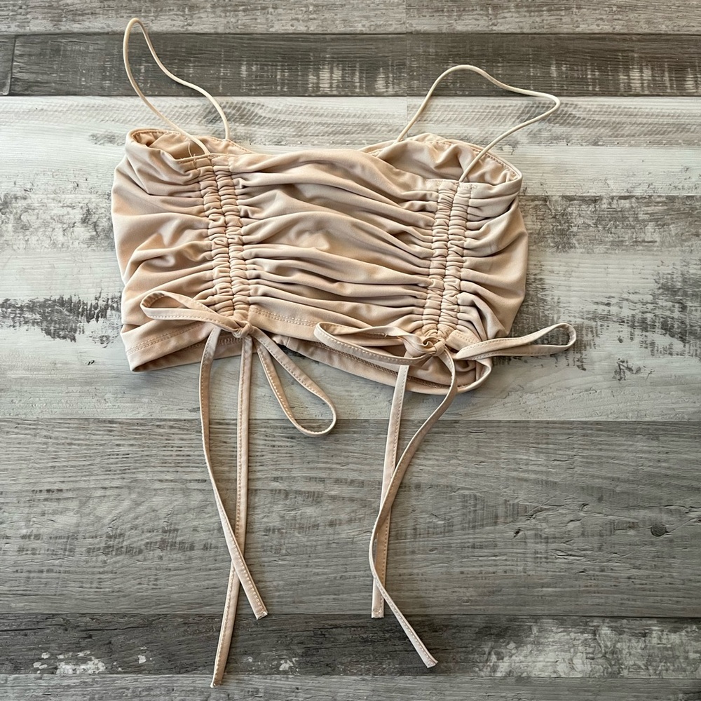 Tan Crop Top with Ties